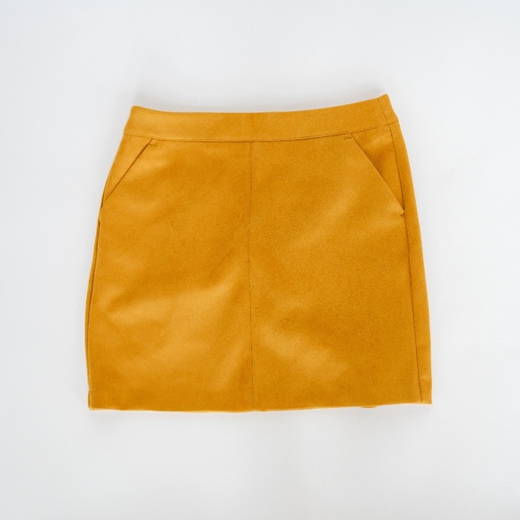 Vero Moda Mustard Yellow Mini Skirt (Faux Suede) - Picture 1 of 3